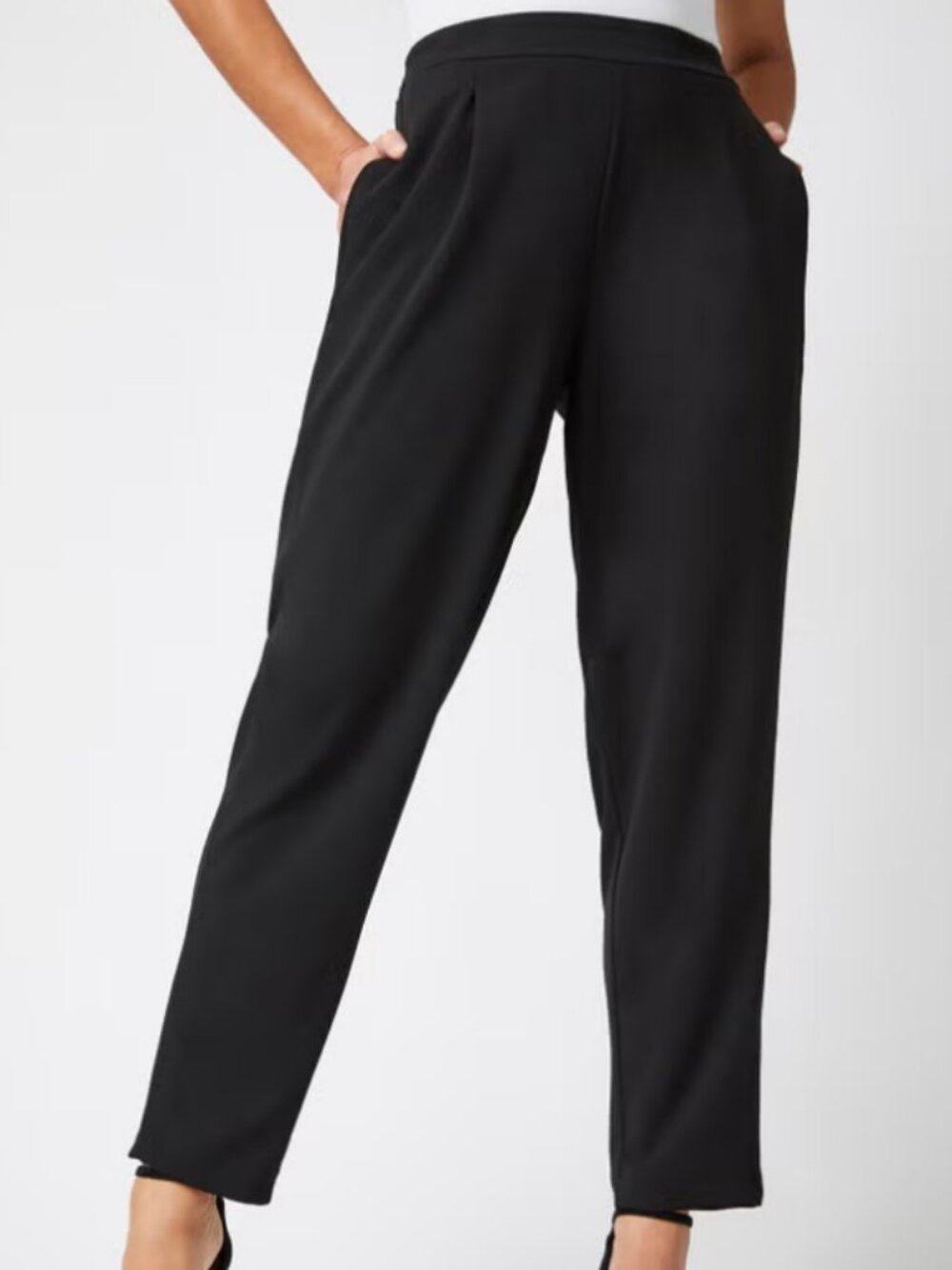 Jessica London Black Pull-On Pants Size 18W Elastic Waist Stretch Straight Leg